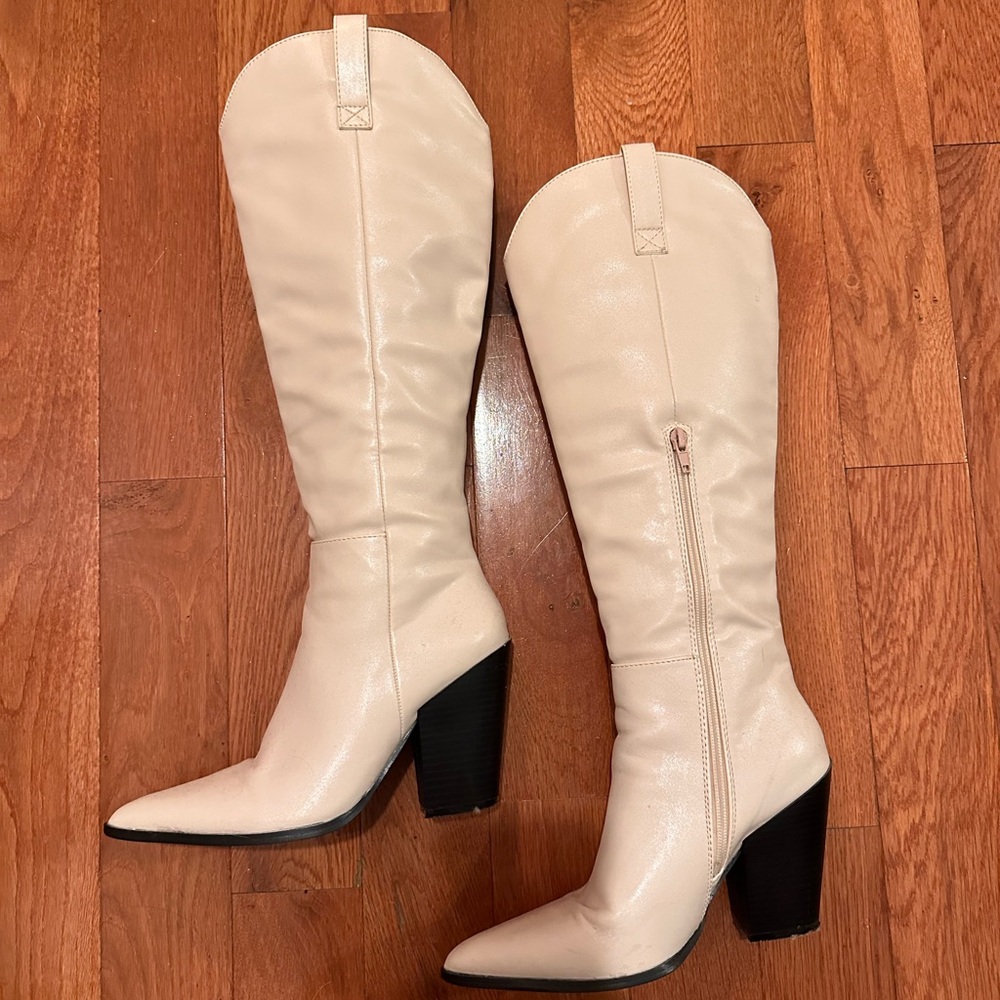 White Knee High Boots